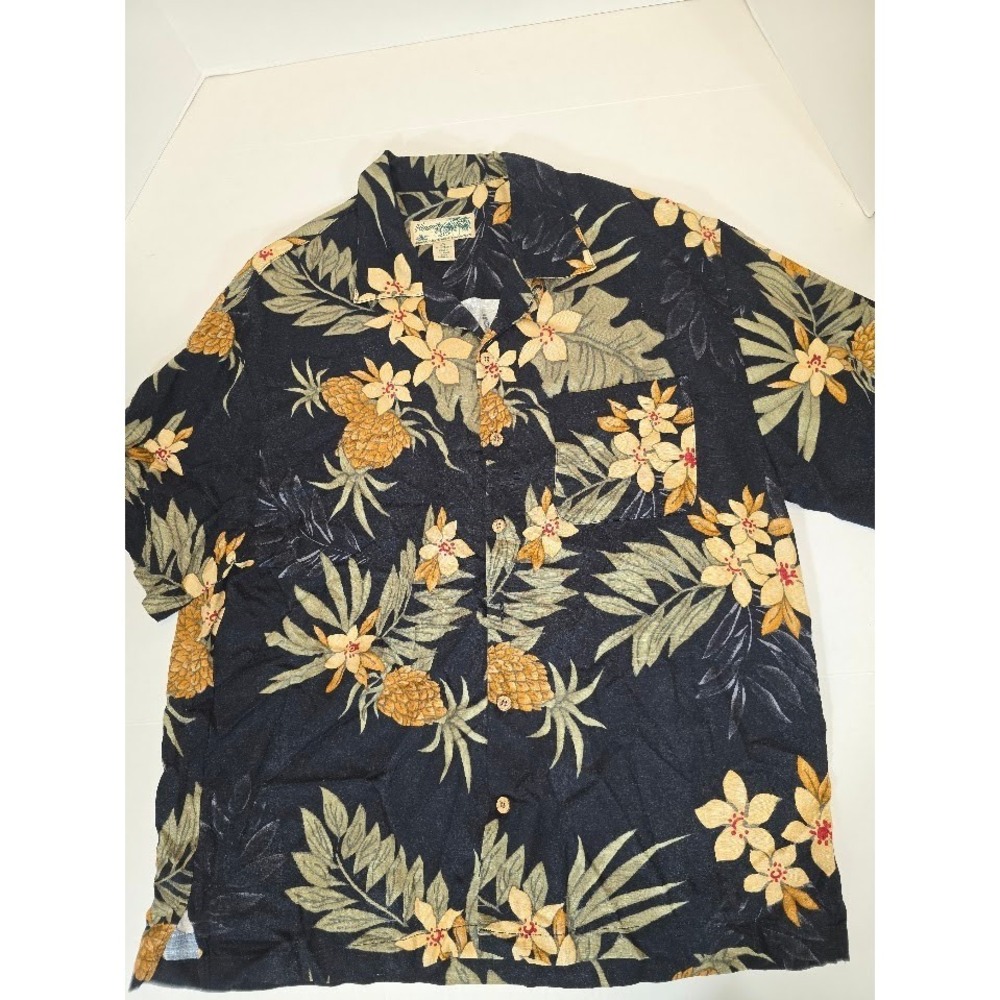 Havana Jaks Cafe Hawaiian Shirt Pineapple‎ Floral Tropical Resort Sz M